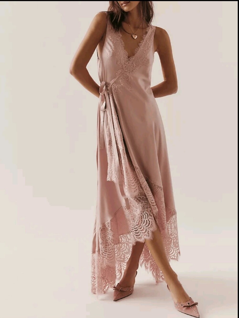 Womens Lace Patchwork Long Maxi Wrap Dress People FP  Y2k Aesthetic Summer
